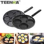 TEENRA Four-hole Frying Pot Thickened Omelet Pan Non-stick Egg Pancake Steak Pan Cooking Egg Ham Pans Breakfast Maker