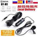 BOYA BY-M1 3.5mm Audio Video Record Lavalier Lapel Microphone Recording microphone Clip On Mic for iPhone Android Smartphone PC